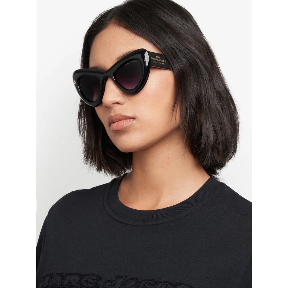NEW!!! Marc Jacobs MARC798/SSTR 0807IR Black Cat-Eye Sunglasses Authentic
